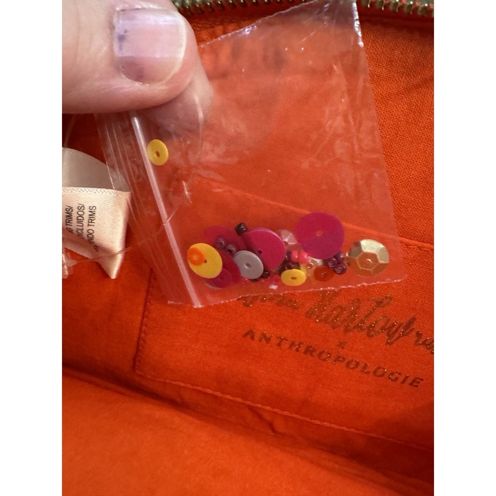 Anthropologie Monogram Crescent Pouch Orange with purple monogrammed A - Picture 8 of 10